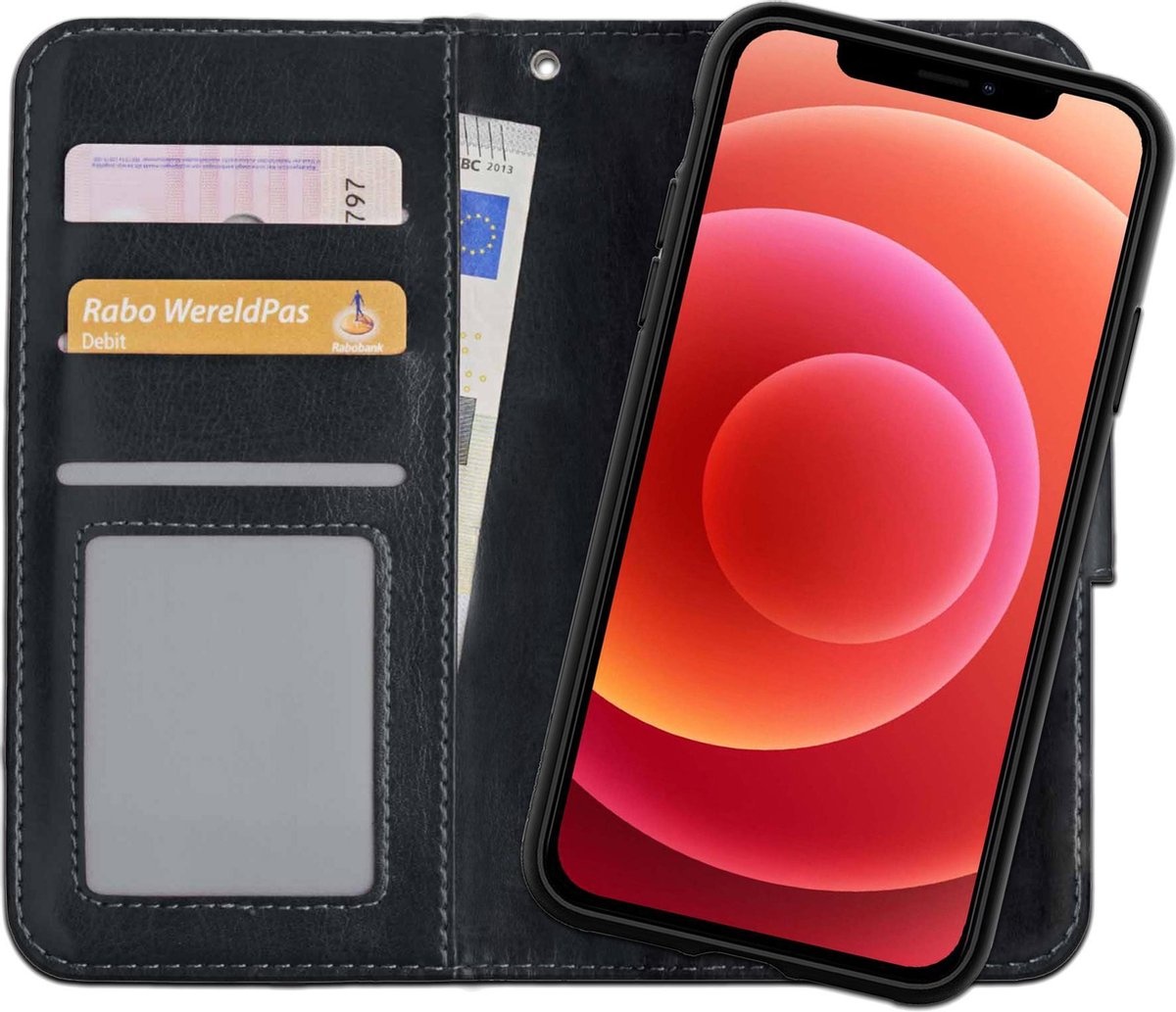 BASEY. Hoes Geschikt voor iPhone 11 Hoesje Bookcase Hoes 2-in-1 Cover - Hoesje Geschikt voor iPhone 11 Hoes 2-in-1 Hoesje Case - Zwart