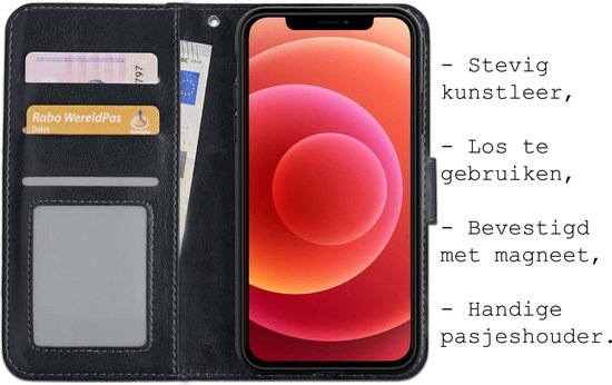 BASEY. Hoes Geschikt voor iPhone 11 Hoesje Bookcase Hoes 2-in-1 Cover - Hoesje Geschikt voor iPhone 11 Hoes 2-in-1 Hoesje Case - Zwart