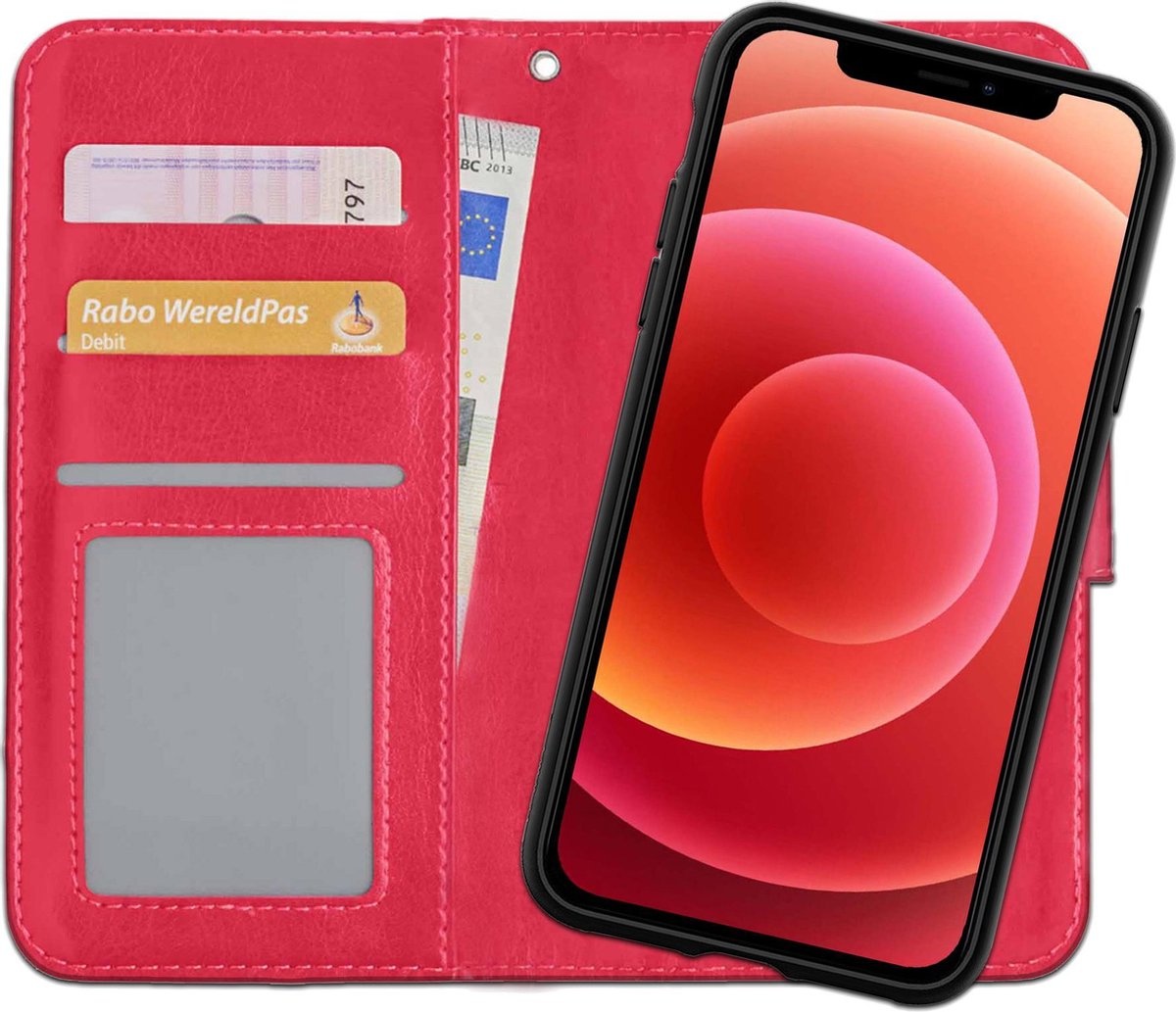 BASEY. Hoes Geschikt voor iPhone 11 Hoesje Bookcase Hoes 2-in-1 Cover - Hoesje Geschikt voor iPhone 11 Hoes 2-in-1 Hoesje Case - Rood