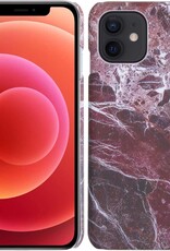 BASEY. Hoes Geschikt voor iPhone 12 Mini Hoesje Marmer Case Marmeren Cover Hoes Hardcover - Rood