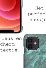 BASEY. Hoes Geschikt voor iPhone 12 Mini Hoesje Marmer Case Marmeren Cover Hoes Hardcover - Groen