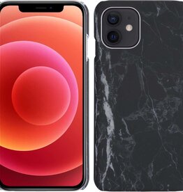 BASEY. BASEY. iPhone 12 hoesje marmer - Zwart