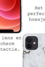 BASEY. Hoes Geschikt voor iPhone 12 Hoesje Marmer Case Marmeren Cover Hoes Hardcover - Zwart