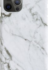BASEY. Hoes Geschikt voor iPhone 12 Pro Hoesje Marmer Case Marmeren Cover Hoes Hardcover - Wit