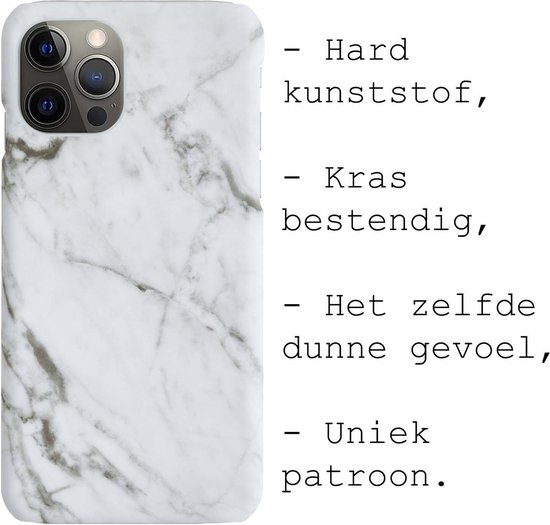 BASEY. Hoes Geschikt voor iPhone 12 Pro Hoesje Marmer Case Marmeren Cover Hoes Hardcover - Wit