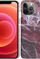 BASEY. Hoes Geschikt voor iPhone 12 Pro Hoesje Marmer Case Marmeren Cover Hoes Hardcover - Rood