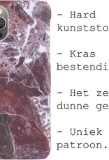 BASEY. Hoes Geschikt voor iPhone 12 Pro Hoesje Marmer Case Marmeren Cover Hoes Hardcover - Rood