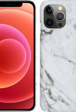 BASEY. Hoes Geschikt voor iPhone 12 Pro Max Hoesje Marmer Case Marmeren Cover Hoes Hardcover - Wit