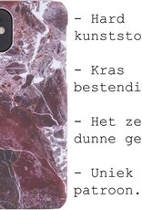 BASEY. Hoes Geschikt voor iPhone 12 Mini Hoesje Marmer Case Marmeren Cover Hoes Hardcover - Rood - 2 Stuks