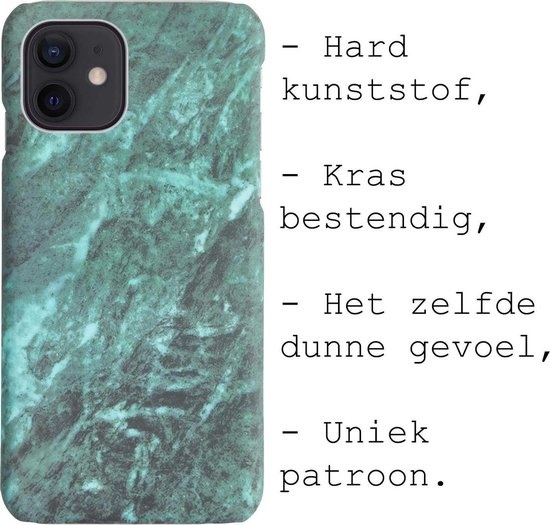 BASEY. Hoes Geschikt voor iPhone 12 Mini Hoesje Marmer Case Marmeren Cover Hoes Hardcover - Groen - 2 Stuks