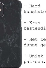 BASEY. Hoes Geschikt voor iPhone 12 Hoesje Marmer Case Marmeren Cover Hoes Hardcover - Wit - 2 Stuks