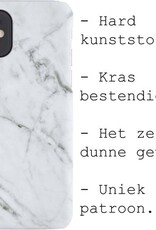 BASEY. Hoes Geschikt voor iPhone 12 Hoesje Marmer Case Marmeren Cover Hoes Hardcover - Zwart - 2 Stuks