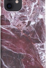 BASEY. Hoes Geschikt voor iPhone 12 Hoesje Marmer Case Marmeren Cover Hoes Hardcover - Rood - 2 Stuks