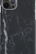 BASEY. Hoes Geschikt voor iPhone 12 Pro Hoesje Marmer Case Marmeren Cover Hoes Hardcover - Zwart - 2 Stuks