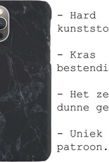 BASEY. Hoes Geschikt voor iPhone 12 Pro Hoesje Marmer Case Marmeren Cover Hoes Hardcover - Zwart - 2 Stuks