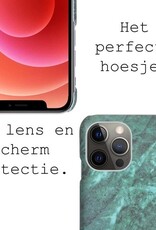 BASEY. Hoes Geschikt voor iPhone 12 Pro Hoesje Marmer Case Marmeren Cover Hoes Hardcover - Groen - 2 Stuks