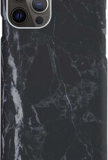 BASEY. Hoes Geschikt voor iPhone 12 Pro Max Hoesje Marmer Case Marmeren Cover Hoes Hardcover - Zwart - 2 Stuks