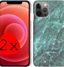 BASEY. BASEY. - 2x - iPhone 12 Pro Max hoesje marmer - Groen