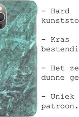 BASEY. Hoes Geschikt voor iPhone 12 Pro Max Hoesje Marmer Case Marmeren Cover Hoes Hardcover - Groen - 2 Stuks