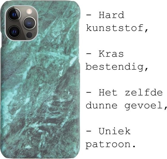 BASEY. Hoes Geschikt voor iPhone 12 Pro Max Hoesje Marmer Case Marmeren Cover Hoes Hardcover - Groen - 2 Stuks