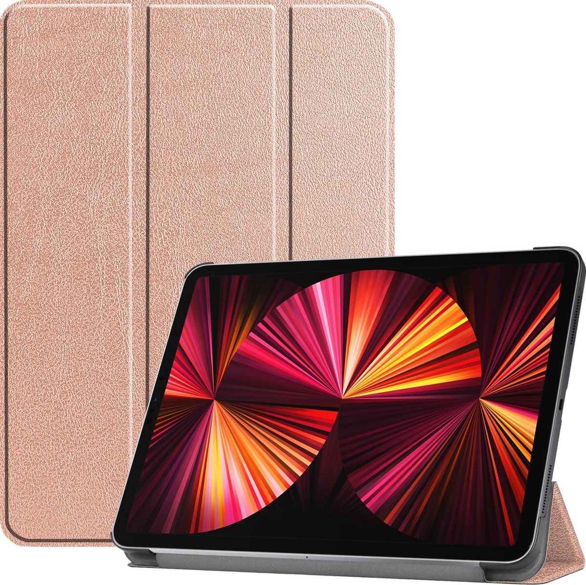 BASEY. Hoesje Geschikt voor iPad Pro 2021 (11 inch) Hoes Case Tablet Hoesje Tri-fold - Hoes Geschikt voor iPad Pro 11 inch (2021) Hoesje Hard Cover Bookcase Hoes - Rosé goud