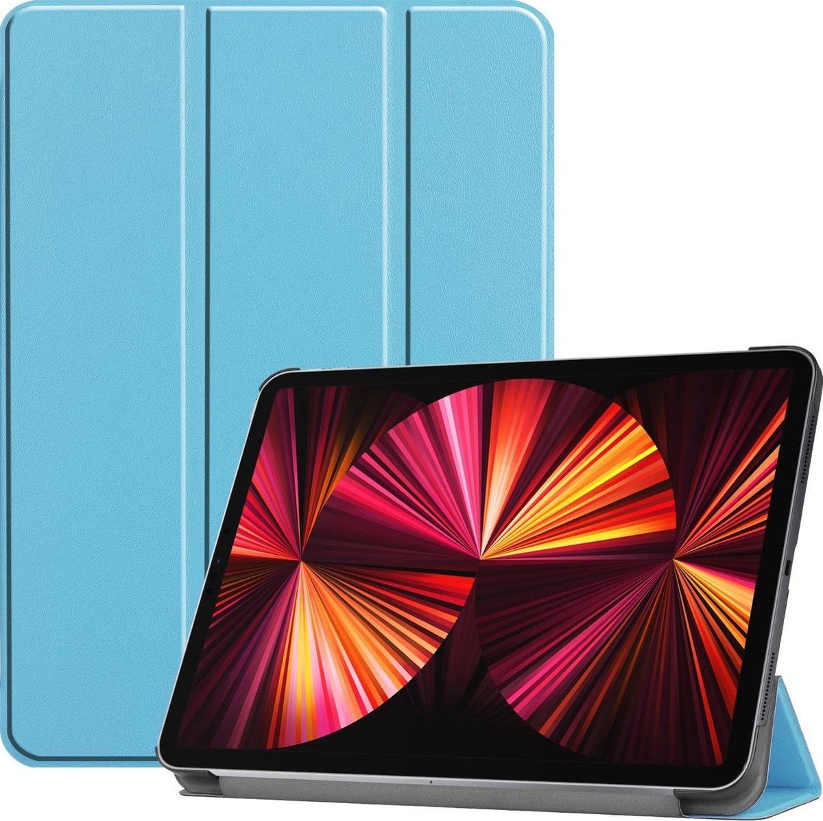 BASEY. Hoesje Geschikt voor iPad Pro 2021 (11 inch) Hoes Case Tablet Hoesje Tri-fold - Hoes Geschikt voor iPad Pro 11 inch (2021) Hoesje Hard Cover Bookcase Hoes - Lichtblauw