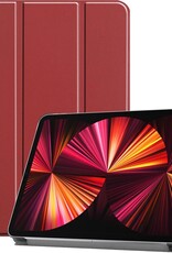 BASEY. Hoesje Geschikt voor iPad Pro 2021 (11 inch) Hoes Case Tablet Hoesje Tri-fold - Hoes Geschikt voor iPad Pro 11 inch (2021) Hoesje Hard Cover Bookcase Hoes - Donkerrood