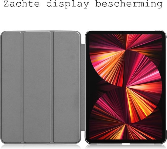 BASEY. Hoesje Geschikt voor iPad Pro 2021 (11 inch) Hoes Case Tablet Hoesje Tri-fold - Hoes Geschikt voor iPad Pro 11 inch (2021) Hoesje Hard Cover Bookcase Hoes - Donkerrood