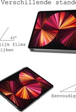 BASEY. Hoesje Geschikt voor iPad Pro 2021 (11 inch) Hoes Case Tablet Hoesje Tri-fold - Hoes Geschikt voor iPad Pro 11 inch (2021) Hoesje Hard Cover Bookcase Hoes - Donkerrood