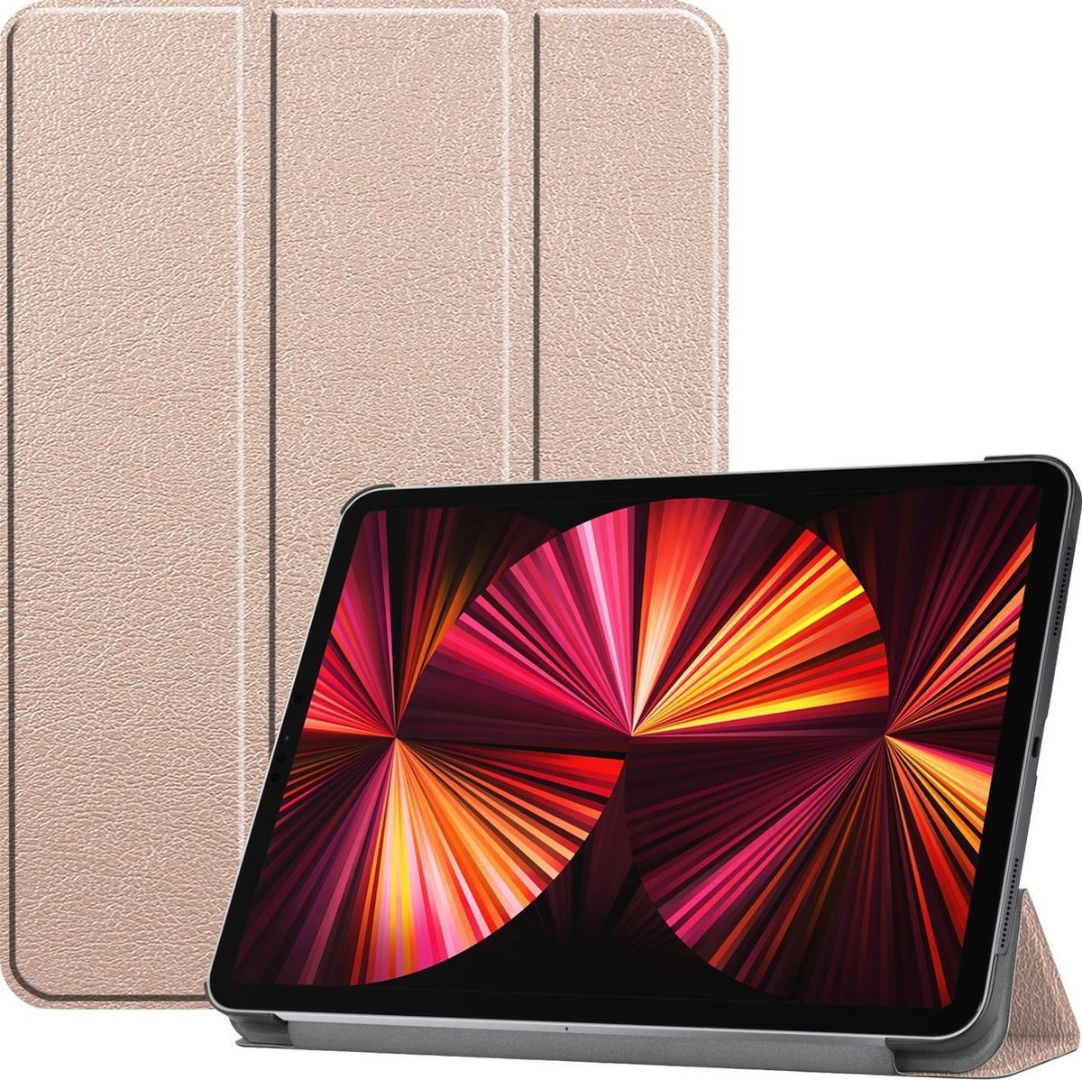 BASEY. Hoesje Geschikt voor iPad Pro 2021 (11 inch) Hoes Case Tablet Hoesje Tri-fold - Hoes Geschikt voor iPad Pro 11 inch (2021) Hoesje Hard Cover Bookcase Hoes - Goud
