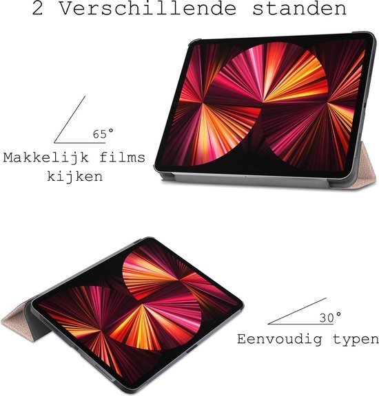 BASEY. Hoesje Geschikt voor iPad Pro 2021 (11 inch) Hoes Case Tablet Hoesje Tri-fold - Hoes Geschikt voor iPad Pro 11 inch (2021) Hoesje Hard Cover Bookcase Hoes - Goud