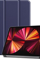 BASEY. Hoesje Geschikt voor iPad Pro 2021 (11 inch) Hoes Case Tablet Hoesje Tri-fold - Hoes Geschikt voor iPad Pro 11 inch (2021) Hoesje Hard Cover Bookcase Hoes - Donkerblauw