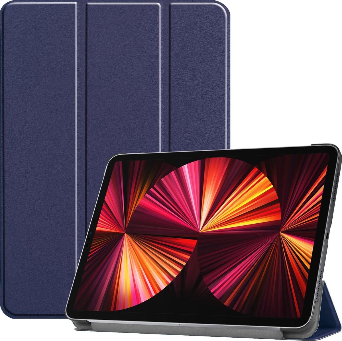 BASEY. Hoesje Geschikt voor iPad Pro 2021 (11 inch) Hoes Case Tablet Hoesje Tri-fold - Hoes Geschikt voor iPad Pro 11 inch (2021) Hoesje Hard Cover Bookcase Hoes - Donkerblauw