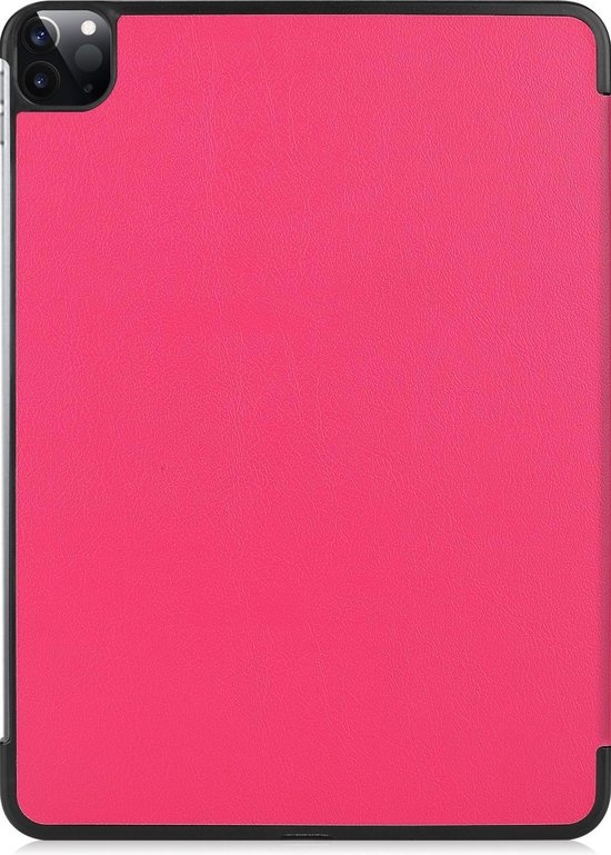 BASEY. Hoesje Geschikt voor iPad Pro 2021 (11 inch) Hoes Case Tablet Hoesje Tri-fold - Hoes Geschikt voor iPad Pro 11 inch (2021) Hoesje Hard Cover Bookcase Hoes - Donkerroze