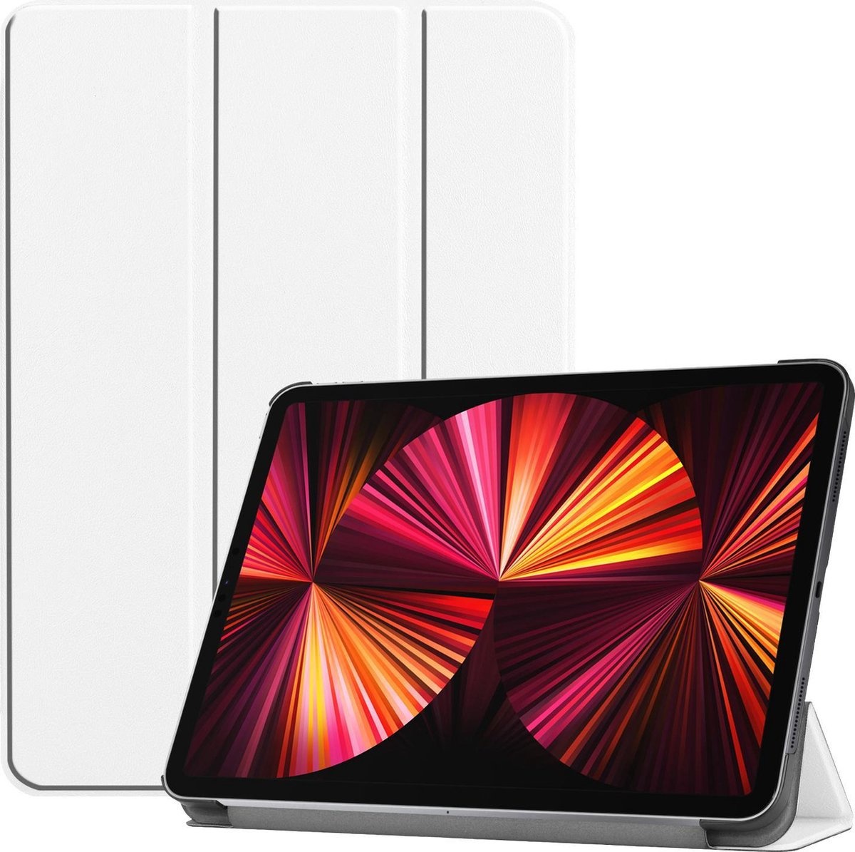 BASEY. Hoesje Geschikt voor iPad Pro 2021 (11 inch) Hoes Case Tablet Hoesje Tri-fold - Hoes Geschikt voor iPad Pro 11 inch (2021) Hoesje Hard Cover Bookcase Hoes - Wit