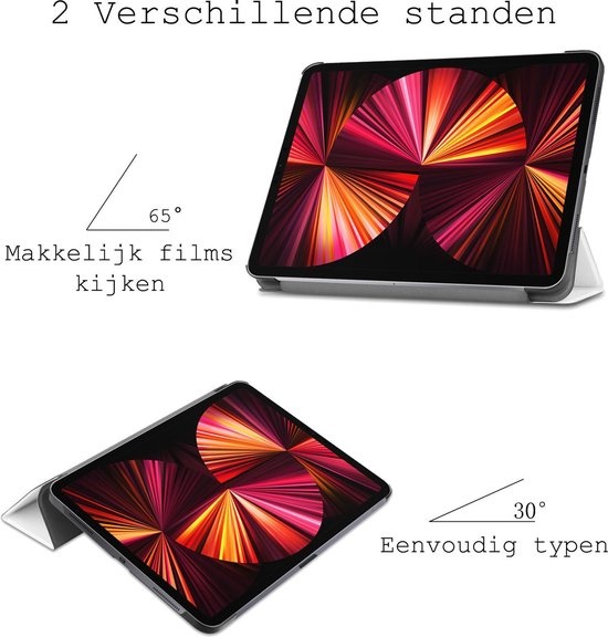 BASEY. Hoesje Geschikt voor iPad Pro 2021 (11 inch) Hoes Case Tablet Hoesje Tri-fold - Hoes Geschikt voor iPad Pro 11 inch (2021) Hoesje Hard Cover Bookcase Hoes - Wit