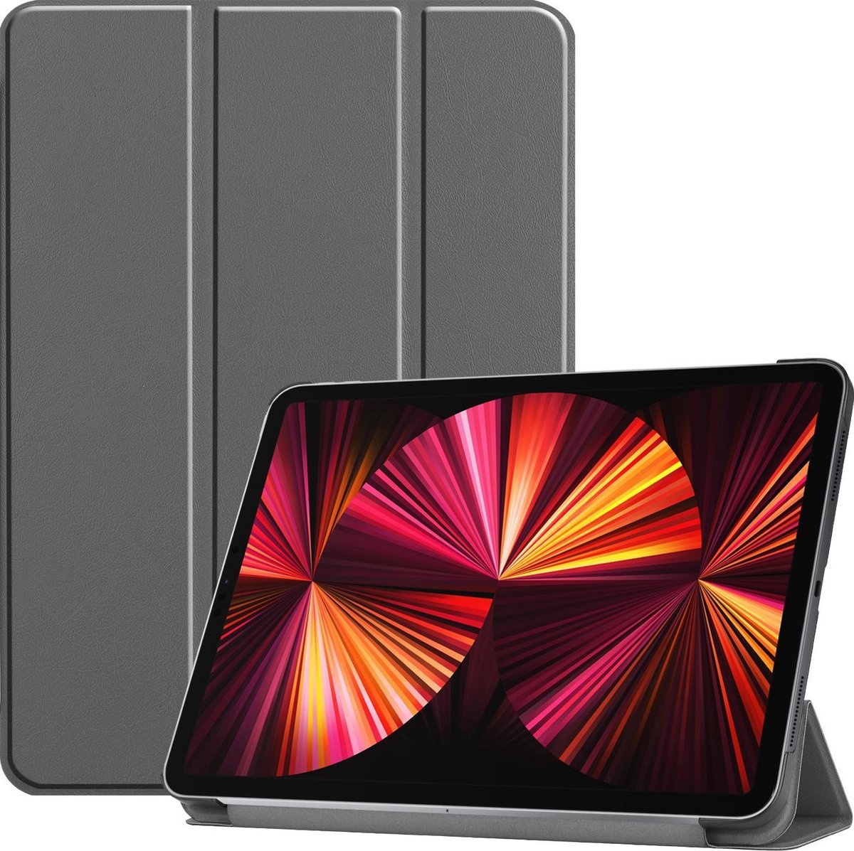 BASEY. Hoesje Geschikt voor iPad Pro 2021 (11 inch) Hoes Case Tablet Hoesje Tri-fold - Hoes Geschikt voor iPad Pro 11 inch (2021) Hoesje Hard Cover Bookcase Hoes - Grijs