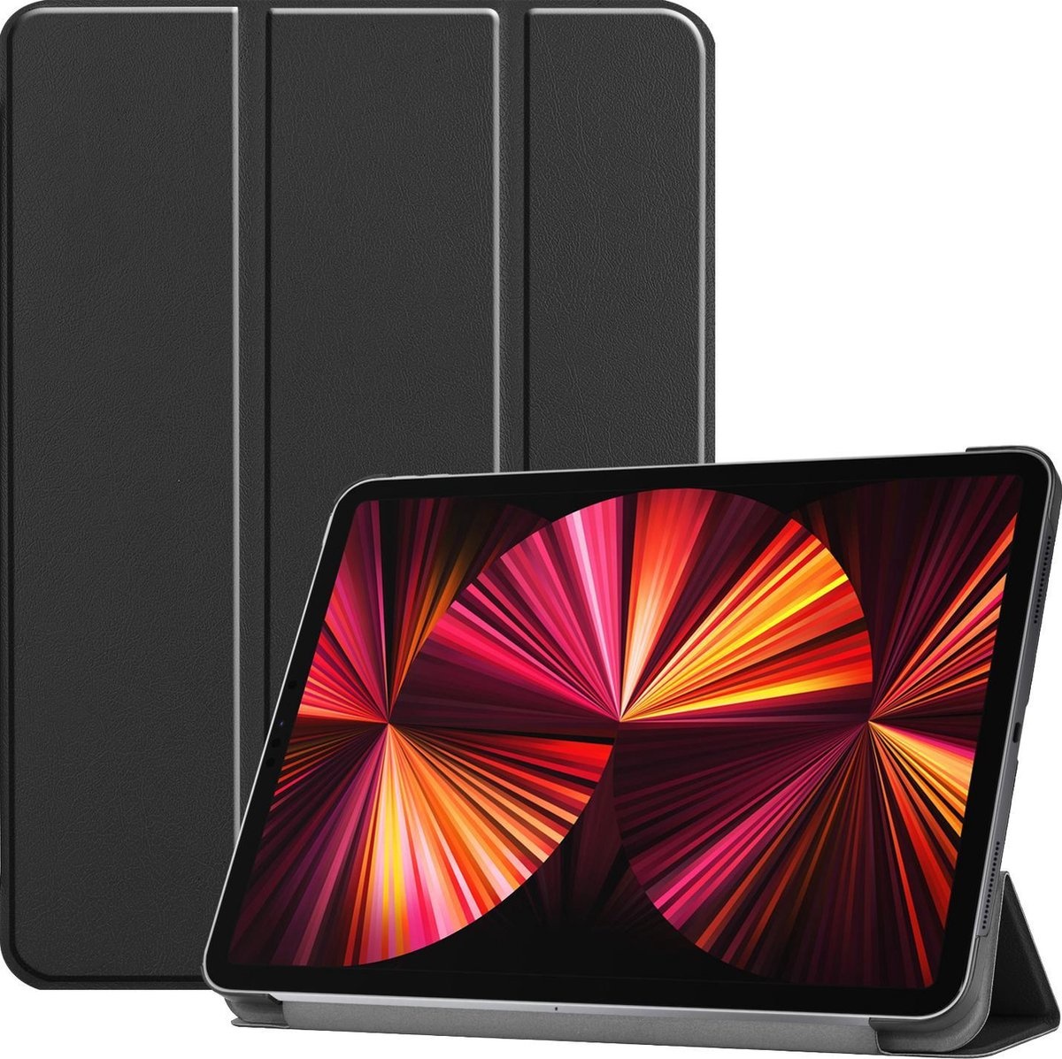 BASEY. Hoesje Geschikt voor iPad Pro 2021 (11 inch) Hoes Case Tablet Hoesje Tri-fold - Hoes Geschikt voor iPad Pro 11 inch (2021) Hoesje Hard Cover Bookcase Hoes - Zwart