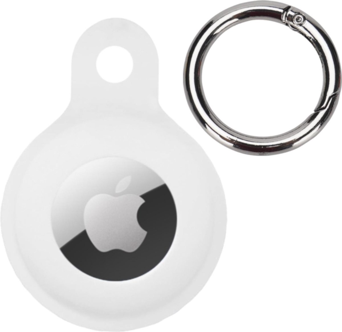 BASEY. Hoesje Geschikt voor Apple AirTag Hoesje Case Hoesje Geschikt voor Apple AirTag Sleutelhanger Siliconen Hoes - Wit