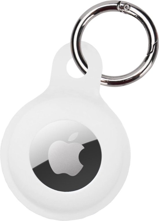 BASEY. Hoesje Geschikt voor Apple AirTag Hoesje Case Hoesje Geschikt voor Apple AirTag Sleutelhanger Siliconen Hoes - Wit
