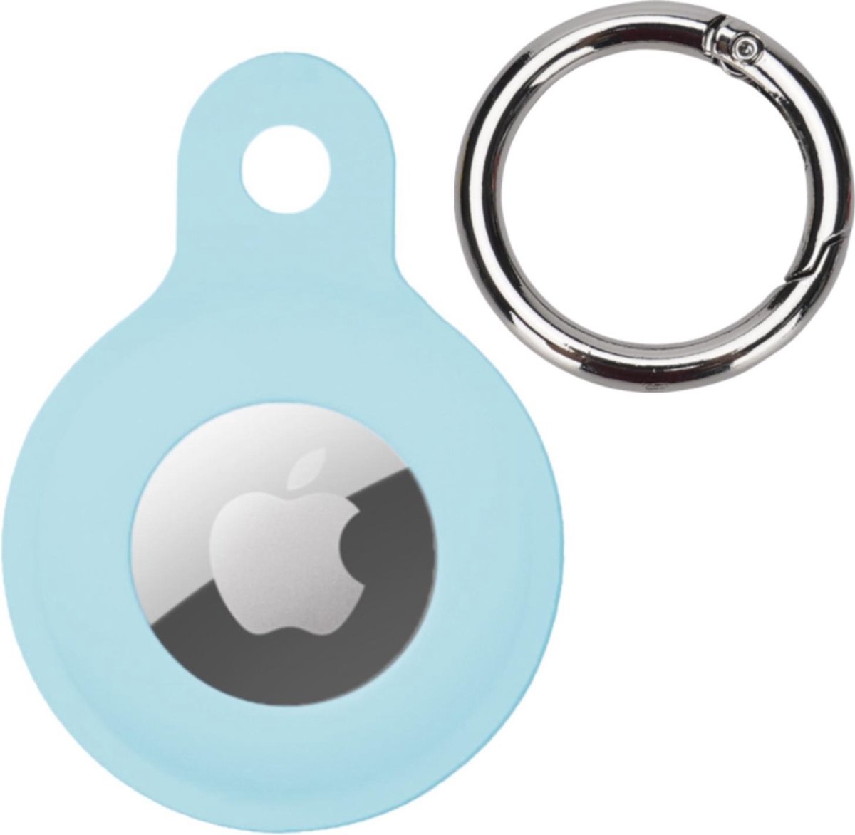 BASEY. Hoesje Geschikt voor Apple AirTag Hoesje Case Hoesje Geschikt voor Apple AirTag Sleutelhanger Siliconen Hoes - Lichtblauw