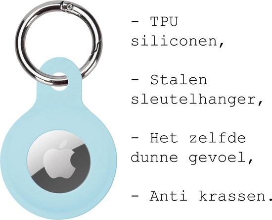 BASEY. Hoesje Geschikt voor Apple AirTag Hoesje Case Hoesje Geschikt voor Apple AirTag Sleutelhanger Siliconen Hoes - Lichtblauw