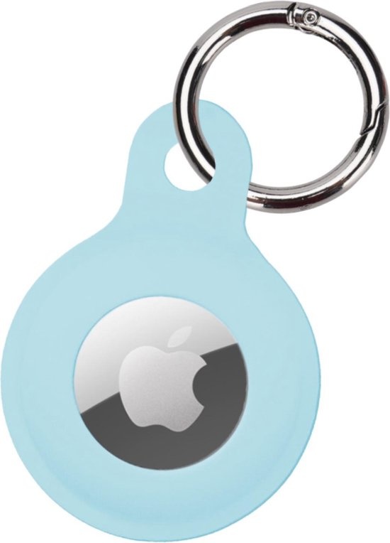 BASEY. Hoesje Geschikt voor Apple AirTag Hoesje Case Hoesje Geschikt voor Apple AirTag Sleutelhanger Siliconen Hoes - Lichtblauw