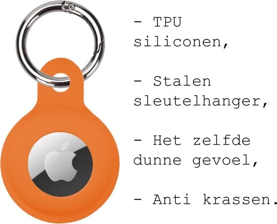 BASEY. Hoesje Geschikt voor Apple AirTag Hoesje Case Hoesje Geschikt voor Apple AirTag Sleutelhanger Siliconen Hoes - Oranje