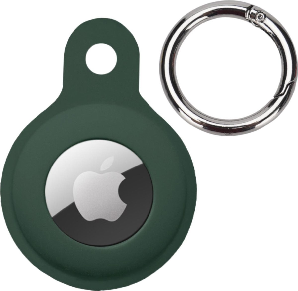 BASEY. Hoesje Geschikt voor Apple AirTag Hoesje Case Hoesje Geschikt voor Apple AirTag Sleutelhanger Siliconen Hoes - Donkergroen