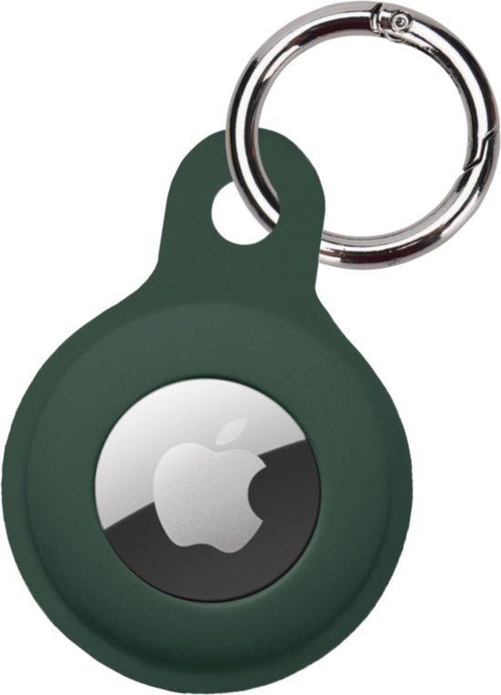 BASEY. Hoesje Geschikt voor Apple AirTag Hoesje Case Hoesje Geschikt voor Apple AirTag Sleutelhanger Siliconen Hoes - Donkergroen
