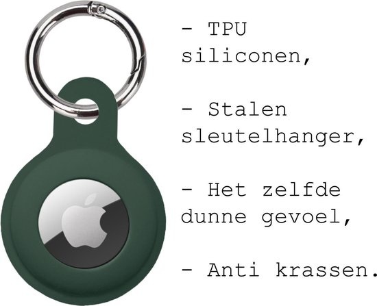 BASEY. Hoesje Geschikt voor Apple AirTag Hoesje Case Hoesje Geschikt voor Apple AirTag Sleutelhanger Siliconen Hoes - Donkergroen