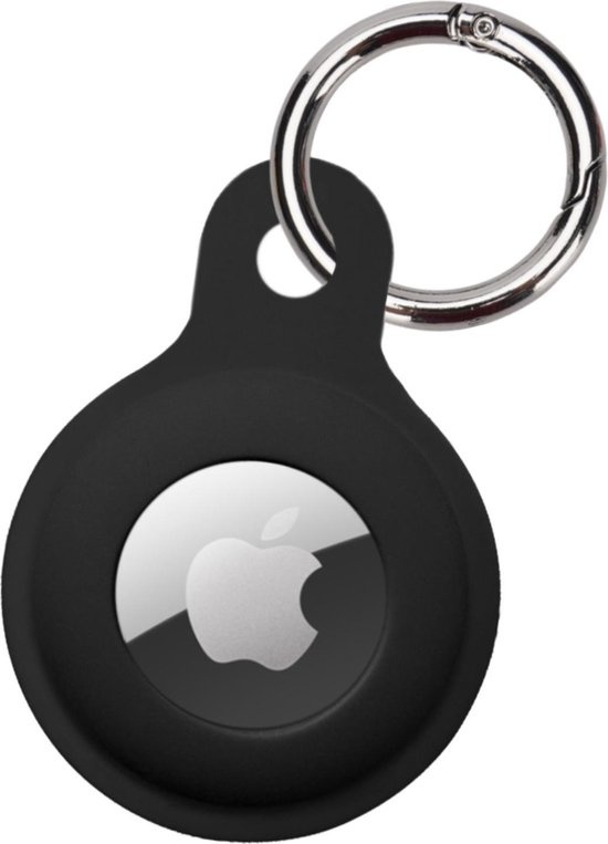 BASEY. Hoesje Geschikt voor Apple AirTag Hoesje Case Hoesje Geschikt voor Apple AirTag Sleutelhanger Siliconen Hoes - Zwart - 2 Stuks