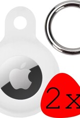 BASEY. Hoesje Geschikt voor Apple AirTag Hoesje Case Hoesje Geschikt voor Apple AirTag Sleutelhanger Siliconen Hoes - Wit - 2 Stuks