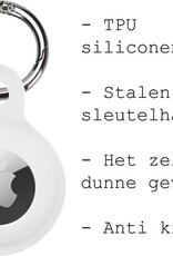 BASEY. Hoesje Geschikt voor Apple AirTag Hoesje Case Hoesje Geschikt voor Apple AirTag Sleutelhanger Siliconen Hoes - Wit - 2 Stuks